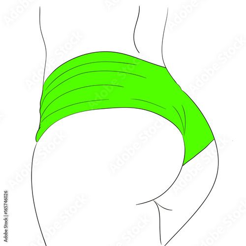 Culo con ropa interior verde