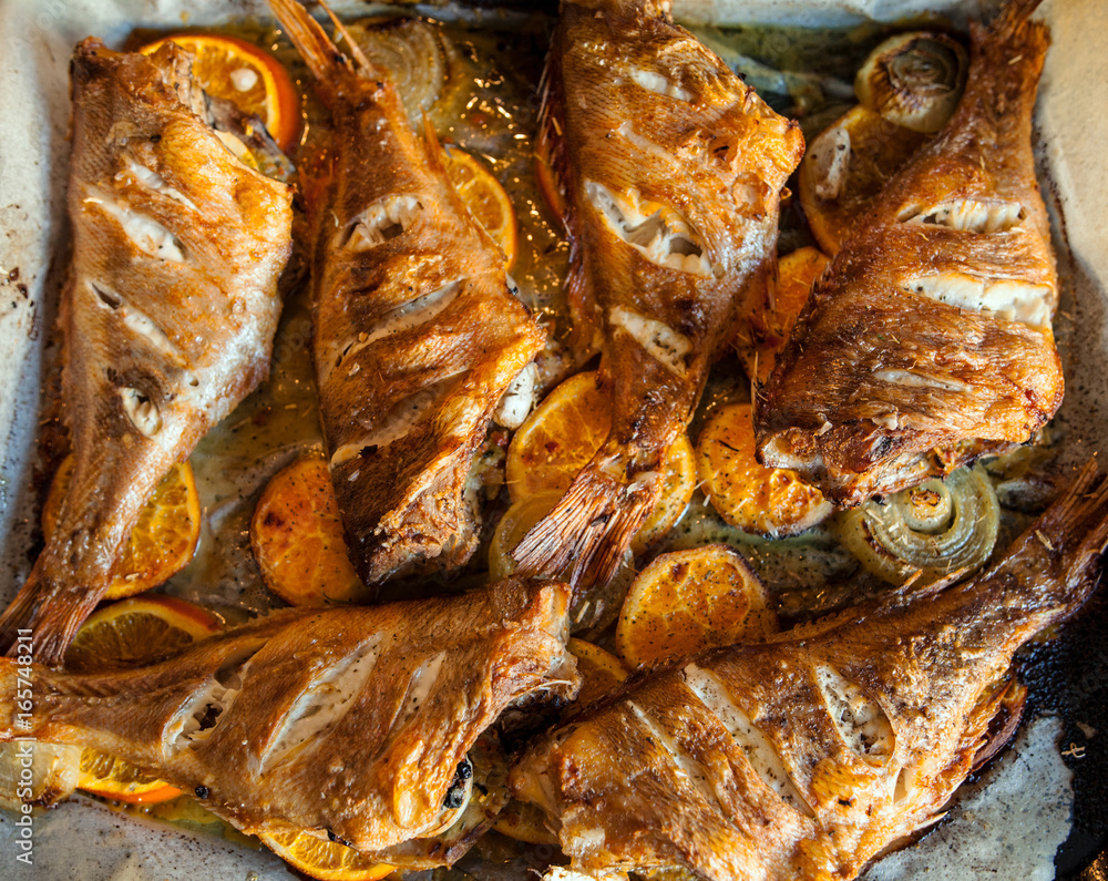Red Sea Bass on a parchment paper Red Sea Bass on a parchment paper