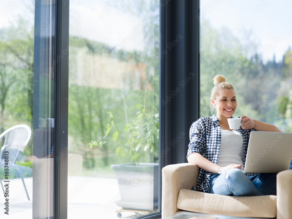 woman drinking coffee enjoying relaxing lifestyle woman drinking coffee enjoying relaxing lifestyle