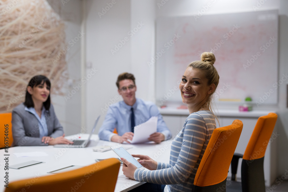 Business Team At A Meeting at modern office building