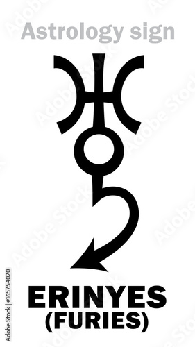 Astrology Alphabet: ERINYES (Furies), asteroid #889. Hieroglyphics character sign (single symbol).