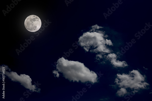 full moon background night sky white cloud