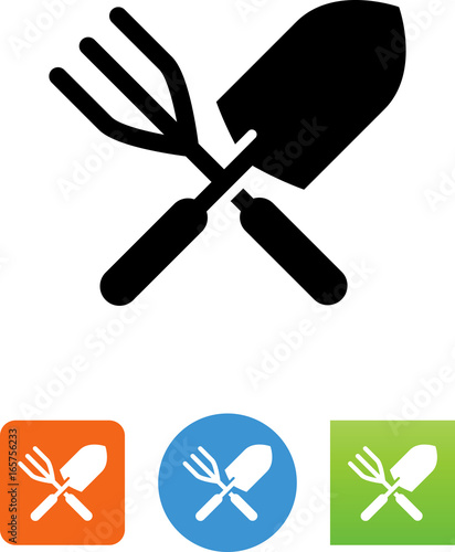 Garden Trowel And Rake Icon - Illustration