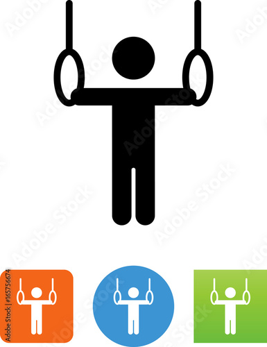Gymnast Competing On Rings Icon - Illustration