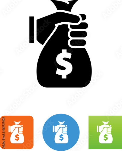 Hand Carrying Money Bag Icon - Illustration