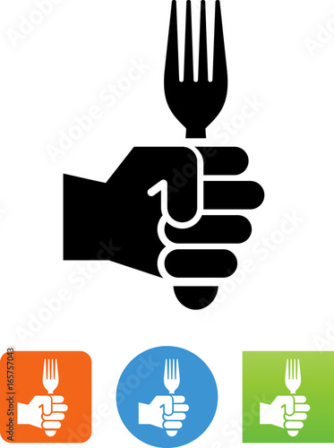Hand Holding A Fork Icon - Illustration