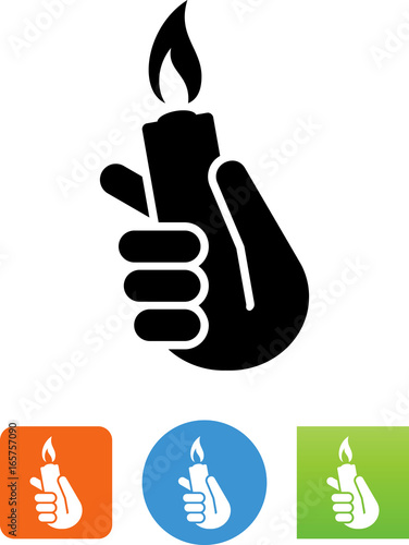 Hand Holding Lighter Icon - Illustration
