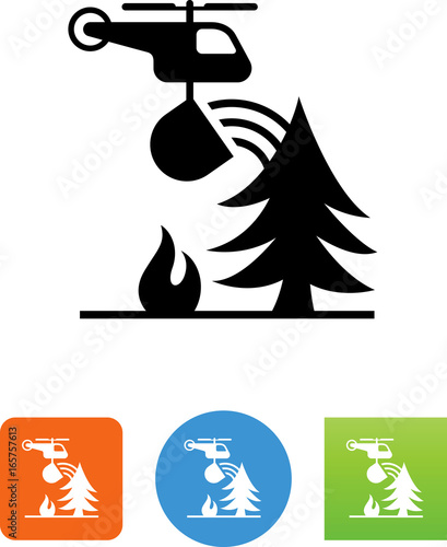 Helicopter Fighting Forest Fire Icon - Illustration