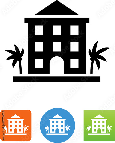 Hotel With Palms Icon - Illustration