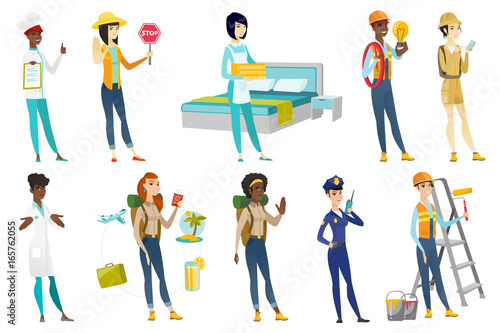 Professional women vector illustrations set.