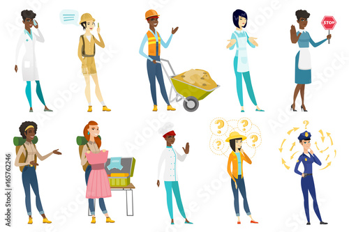 Professional women vector illustrations set.