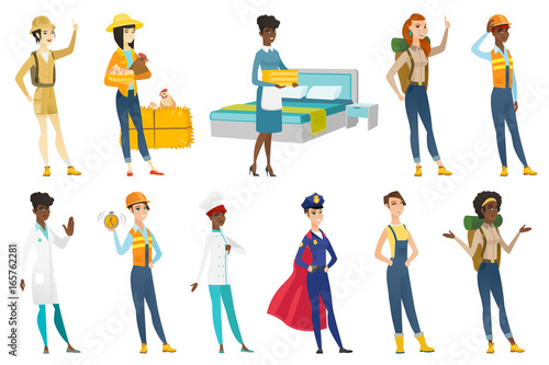 Professional women vector illustrations set.