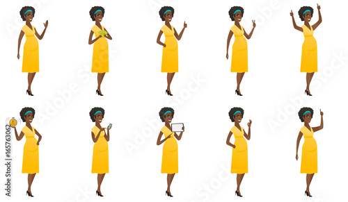 Vector set of illustrations of pregnant women.