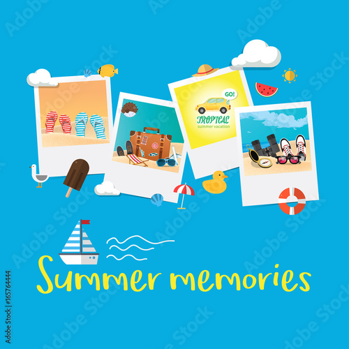Summer holiday vacation concept, abstract style layout vector illustration
