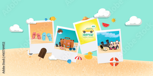 Summer holiday vacation concept, abstract style layout vector illustration