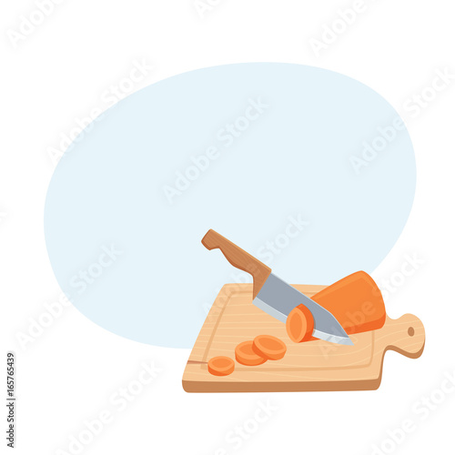 Cut carrot with a knife