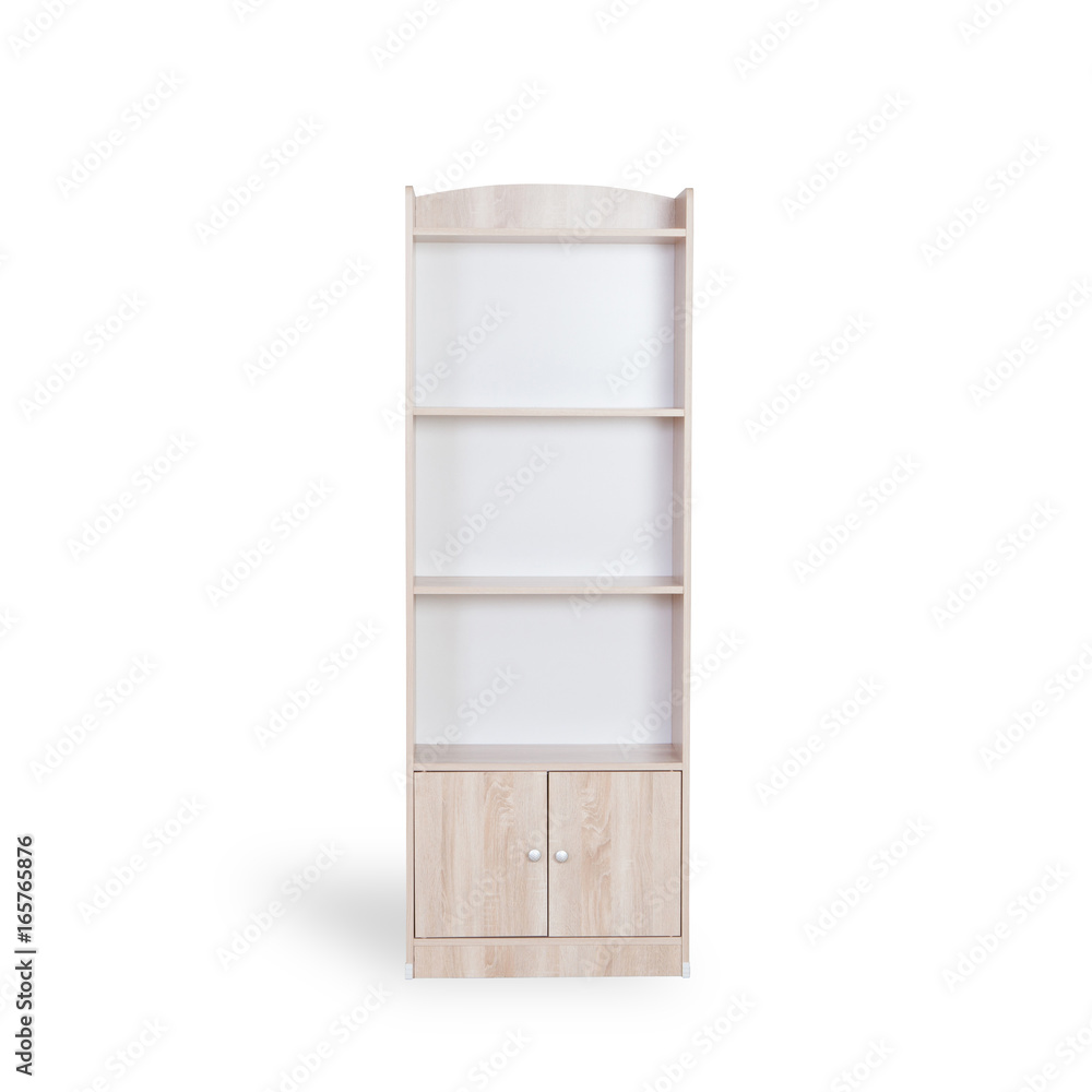empty bookshelf isolated on white background with space for copy and clipping path. empty bookshelf isolated on white background with space for copy and clipping path.