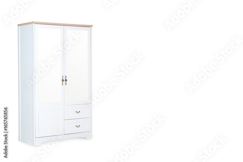 White wardrobe isolated on white background with space for copy.