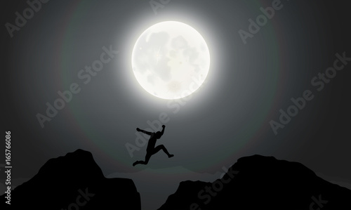 Explorer, Mountaineering, Cliff Jumping, Mountaintop, Moonlight