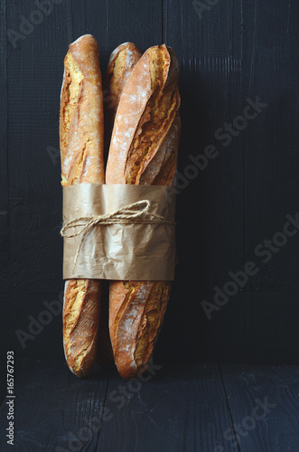 Fresh crispy baguette photo