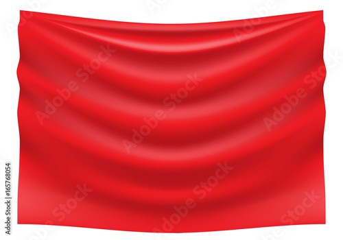 Red fabric satin wave hank on white background vector illustration.
