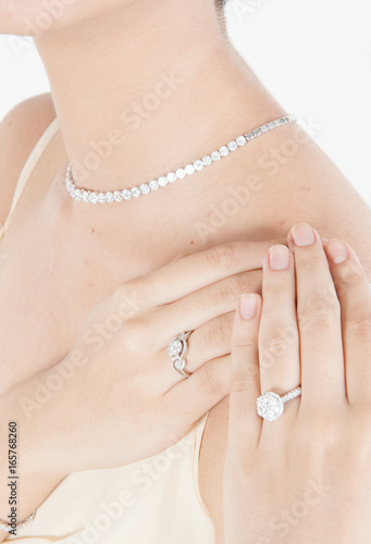 Necklace with diamond and ring
