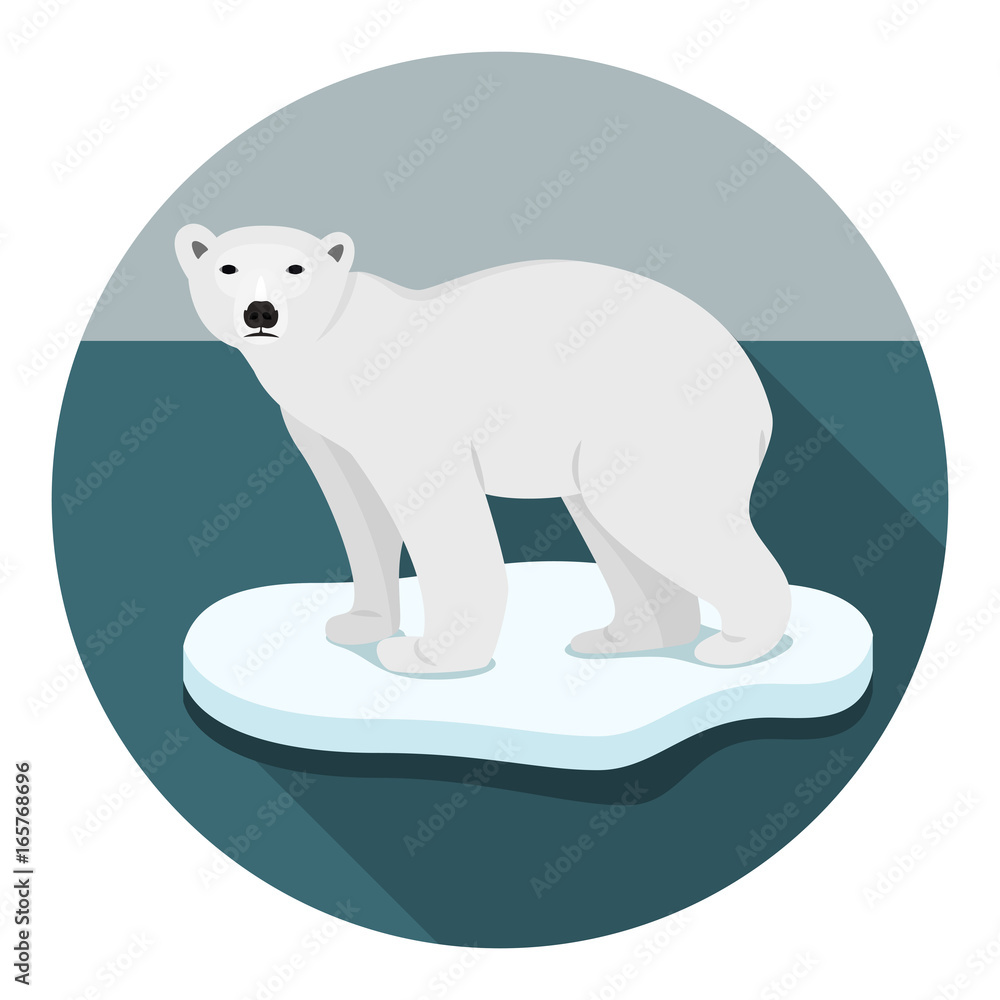 Fototapeta premium Eisbär auf Eisscholle Flat Design Vektor Grafik Illustration Icon