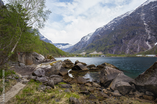 Hiking trail by a Norwegian fjord