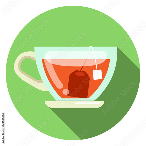 Tee mit Teebeutel Flat Design Vektor Grafik Illustration Icon