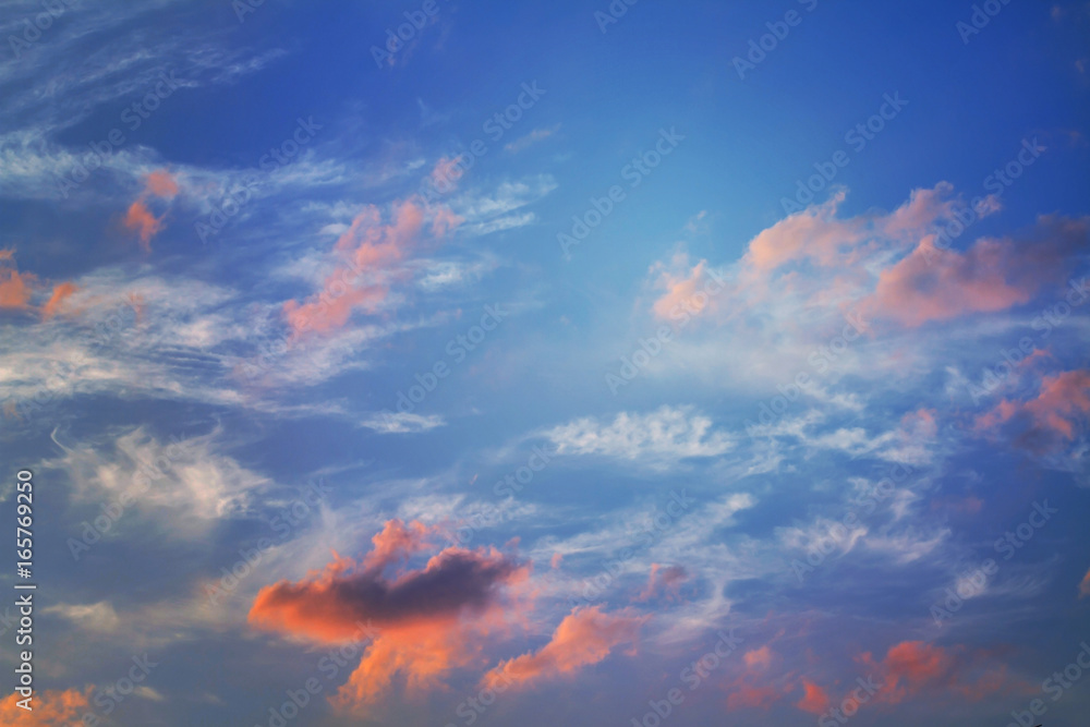 White, red and orange clouds in the sky