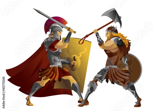 roman legionary soldier fighting german barbarian