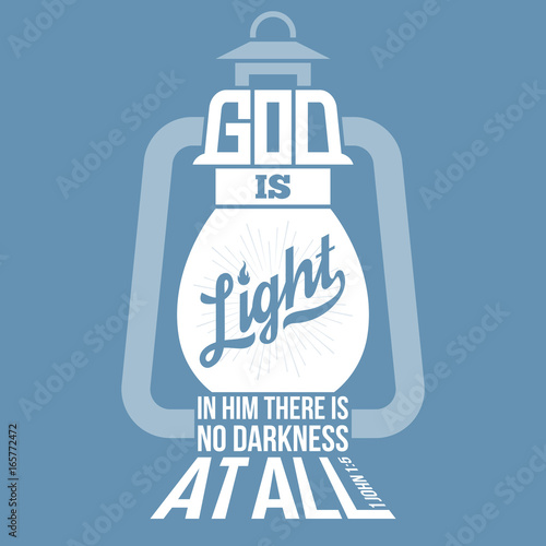 bible quotes, god is light in vintage lamp shape, from new testament from john, silhouette design