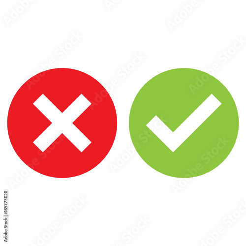 check mark & cross mark icon isolated vector