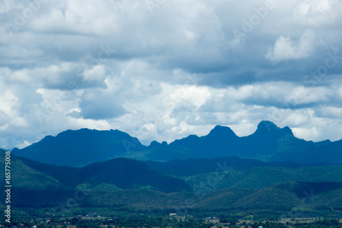 Mountain landscape with clouds in Norhtern Thailand