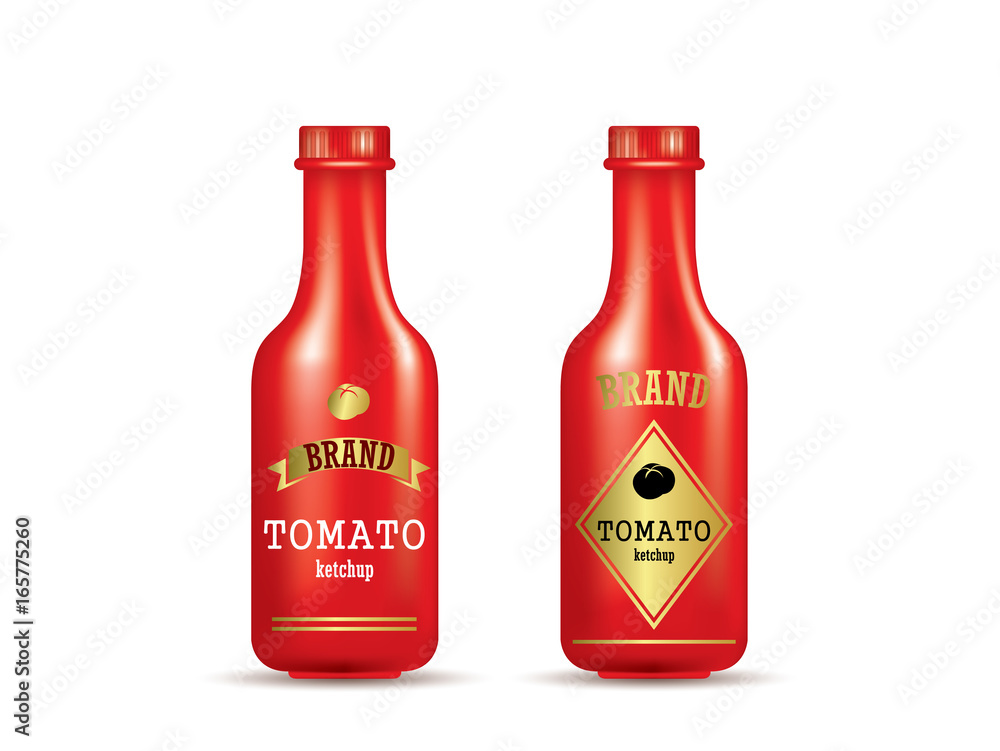 Ready-made packaging design for tomato ketchup. Vector illustration. 3d  concept. Stock Vector | Adobe Stock