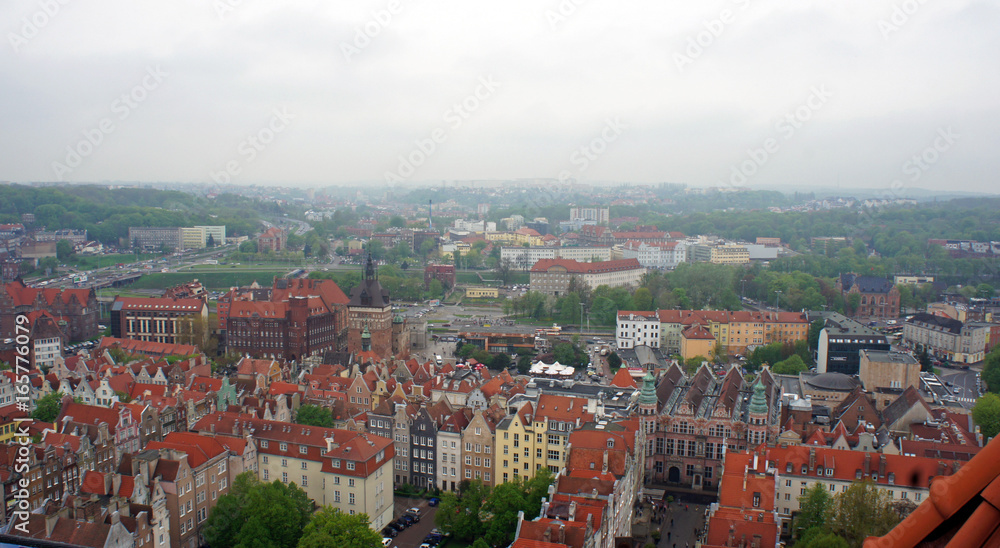 Top view of old Gdansk, Poland