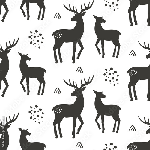 Deers seamless pattern  vector illustration