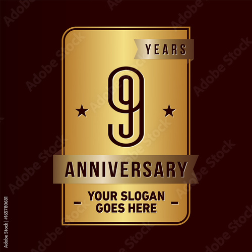 9 years anniversary design template. Vector and illustration.

