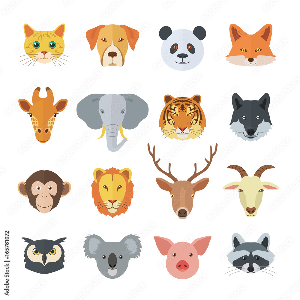 Set of Animal Faces Set of Animal Faces