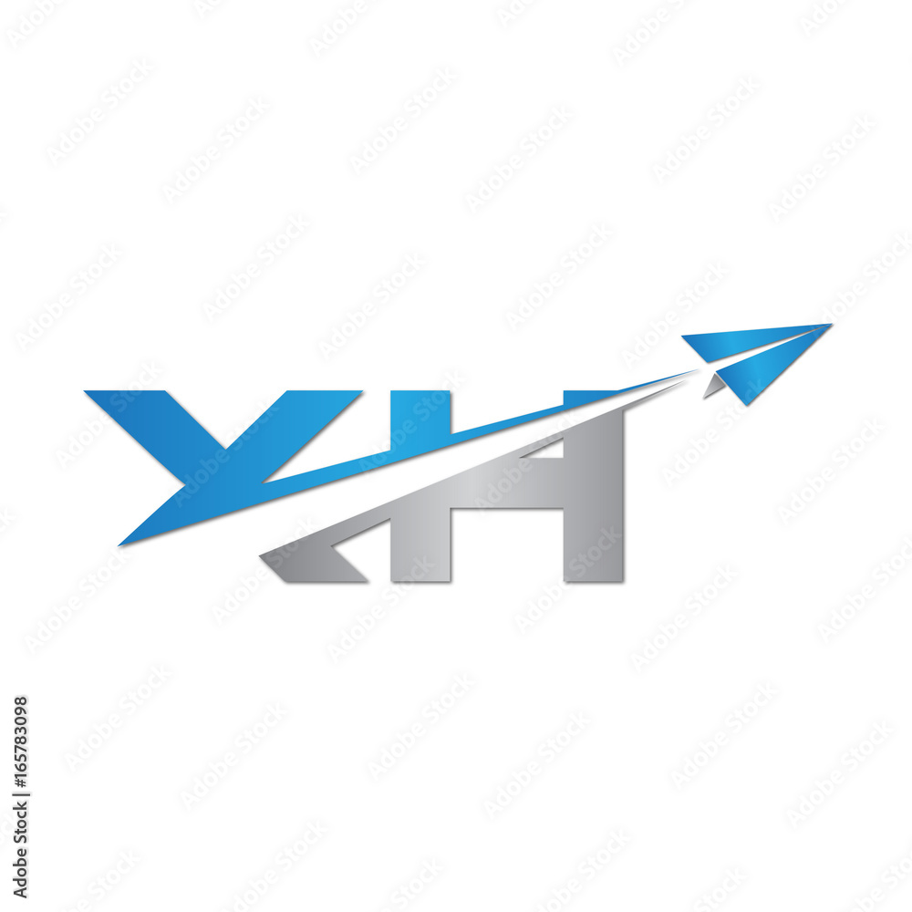 XH initial letter logo origami paper plane XH initial letter logo origami paper plane