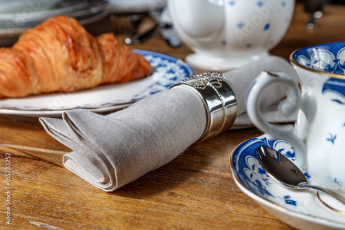 croissants for tea at the beautifully laid table