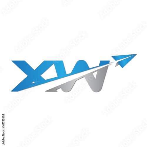 XW initial letter logo origami paper plane