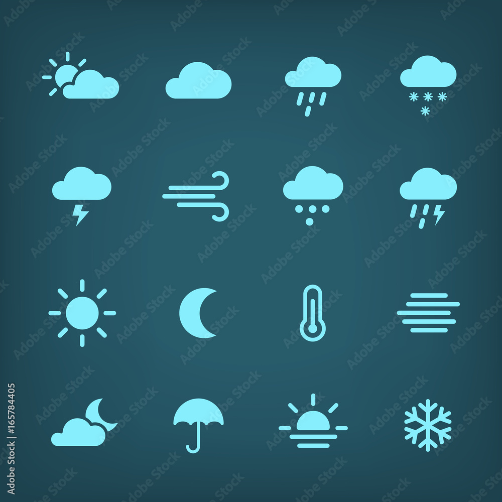 Blue vector weather Icon set. Blue vector weather Icon set.