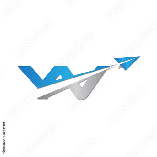 YV initial letter logo origami paper plane