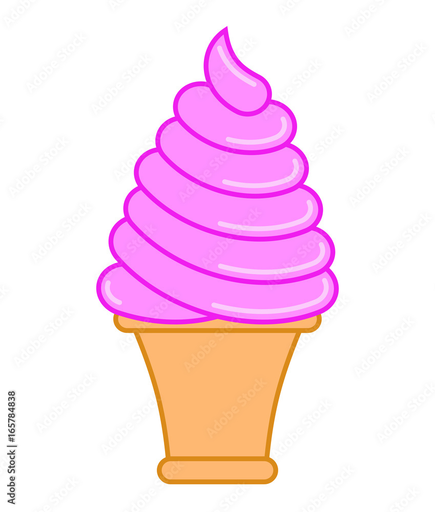 Strawberry ice cream cone. Large sweet vanilla cone Strawberry ice cream cone. Large sweet vanilla cone