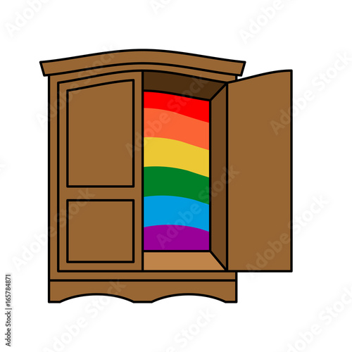 Coming out Wardrobe LGBT symbol. Open closet door. Get out of wardrobe gay. recognition Furniture