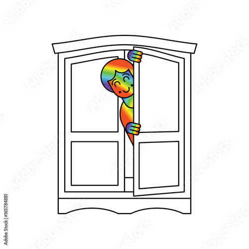 Coming out Wardrobe LGBT symbol. Open closet door. Get out of wardrobe gay. recognition Furniture