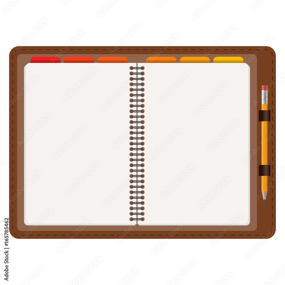 open agenda with pencil