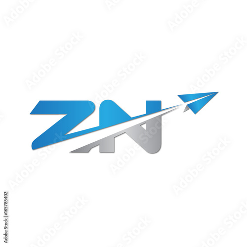 ZN initial letter logo origami paper plane