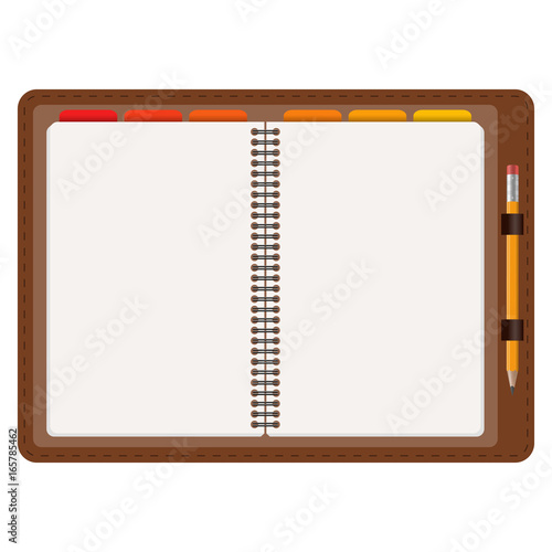 open agenda with pencil